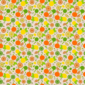 Citrus Pop- Orange Lemon Lime-  Colorful on Champagne Pink- Small Scale