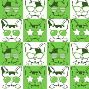 Frenchies with Glasses Green
