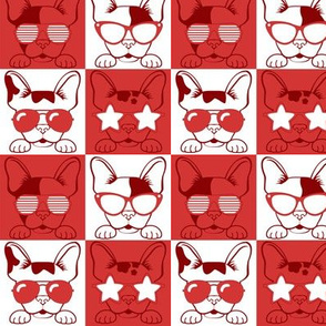 Frenchies with Glasses Red