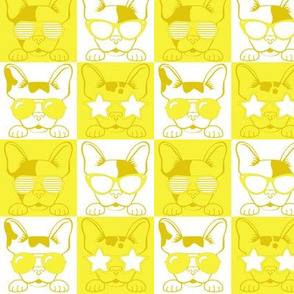 Frenchies with Glasses Yellow
