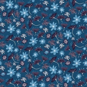 navy blue wildflowers by rysunki_malunki