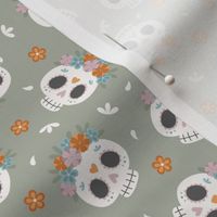(S Scale) Dia de los Muertos | Mexican Day of the Dead | Boho Pattern on Sage Green