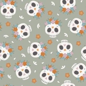 (S Scale) Dia de los Muertos | Mexican Day of the Dead | Boho Pattern on Sage Green