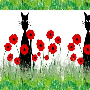 Black Cat and Poppies #5