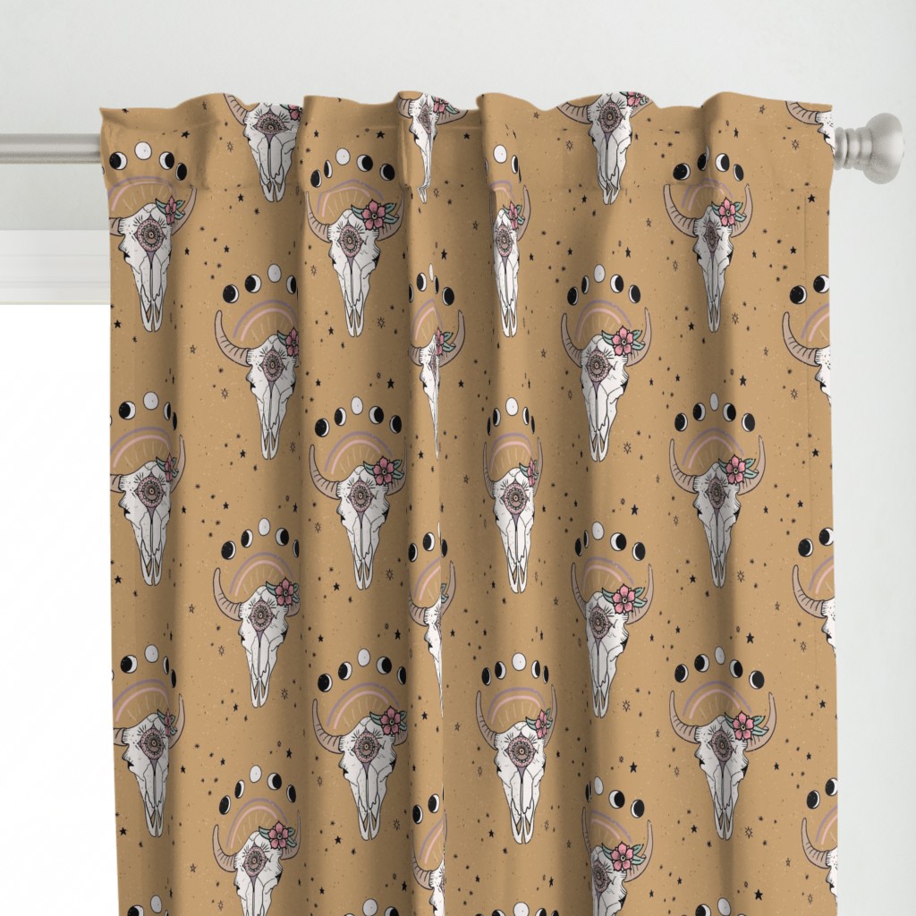 Boho Tribal Cow Skull - Vorhang (einzeln) | Spoonflower