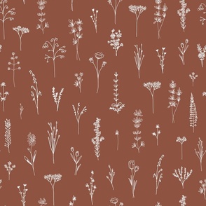 New Wildflowers Lineart Brown and White