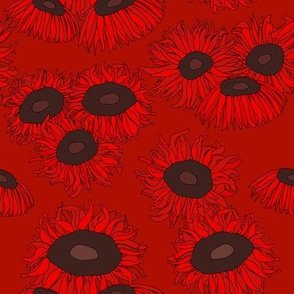 Ruby Sunflowers Medium Crimson