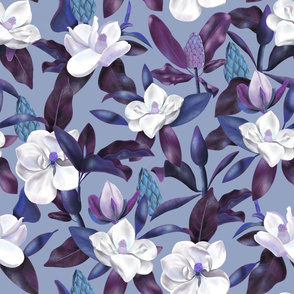 Magnolias pattern light blue