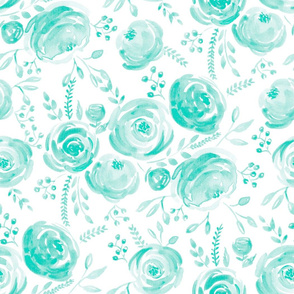 Watercolor Mint Roses 