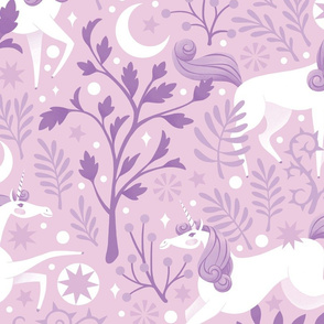 Purple Monotone Unicorn Forest | SUPERSIZED (WALLPAPER)