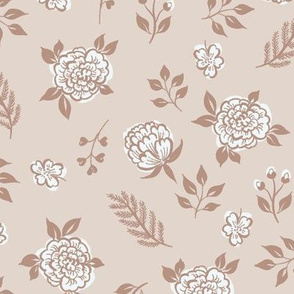 Pink brown floral toss
