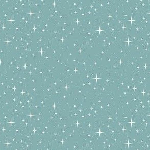 Starry Night White on Teal