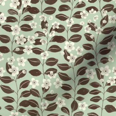 Mint and Brown Floral