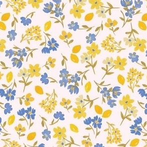 Watercolor Ditsy floral Lemon surprise