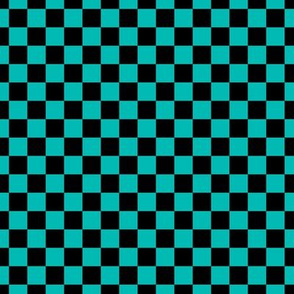 Checker Pattern - Vivid Turquoise and Black