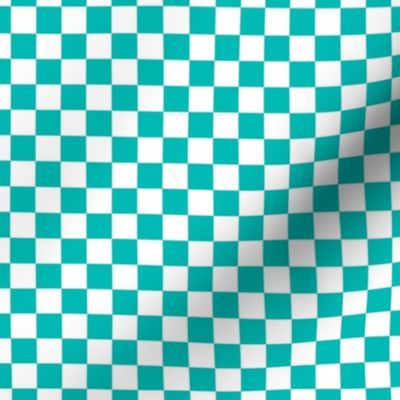 Checker Pattern - Vivid Turquoise and White
