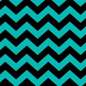 Chevron Pattern - Vivid Turquoise and Black