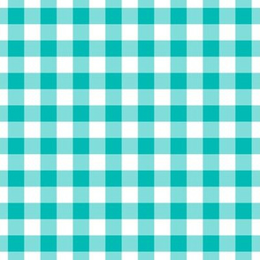 Gingham Pattern - Vivid Turquoise and White