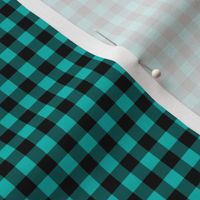 Small Gingham Pattern - Vivid Turquoise and Black