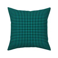 Small Gingham Pattern - Vivid Turquoise and Black