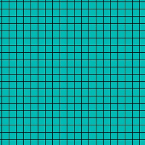 Grid Pattern - Vivid Turquoise and Black