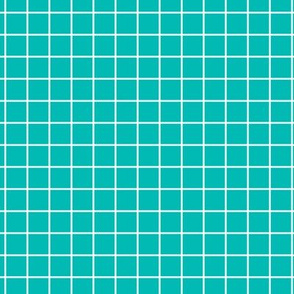 Grid Pattern - Vivid Turquoise and White
