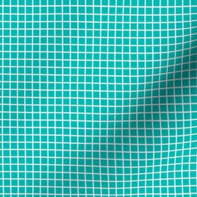 Small Grid Pattern - Vivid Turquoise and White