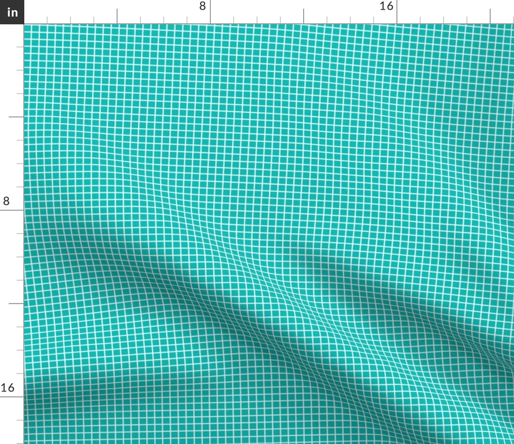Small Grid Pattern - Vivid Turquoise and White