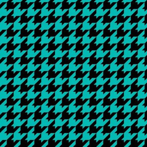 Houndstooth Pattern - Vivid Turquoise and Black