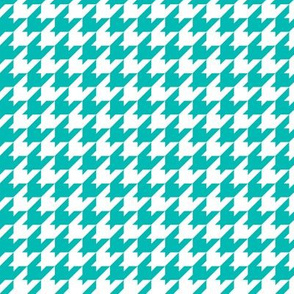 Houndstooth Pattern - Vivid Turquoise and White