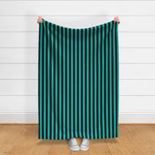 Large Vertical Awning Stripe Pattern - Vivid Turquoise and Black