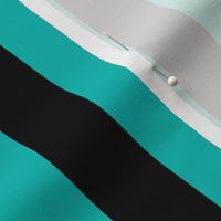 Large Vertical Awning Stripe Pattern - Vivid Turquoise and Black