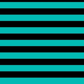 Horizontal Awning Stripe Pattern - Vivid Turquoise and Black
