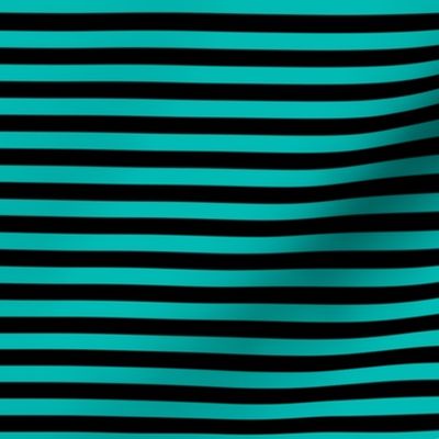 Horizontal Bengal Stripe Pattern - Vivid Turquoise and Black