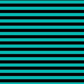 Horizontal Bengal Stripe Pattern - Vivid Turquoise and Black