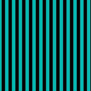 Vertical Bengal Stripe Pattern - Vivid Turquoise and Black