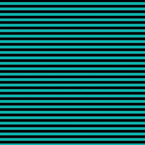 Small Horizontal Bengal Stripe Pattern - Vivid Turquoise and Black