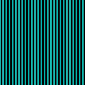 Small Vertical Bengal Stripe Pattern - Vivid Turquoise and Black