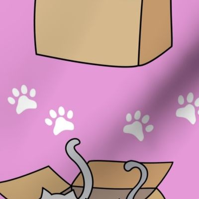 Cats in Cardboard Boxes Large Pink