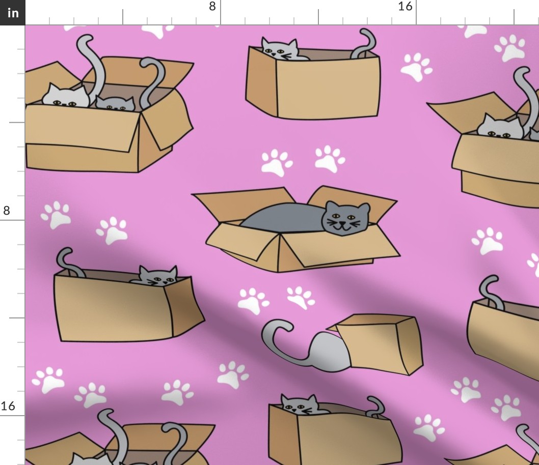 Cats in Cardboard Boxes Large Pink