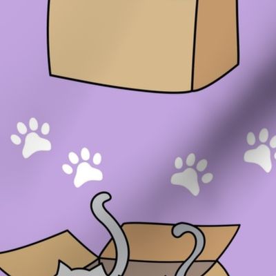 Cats in Cardboard Boxes Large Lavender