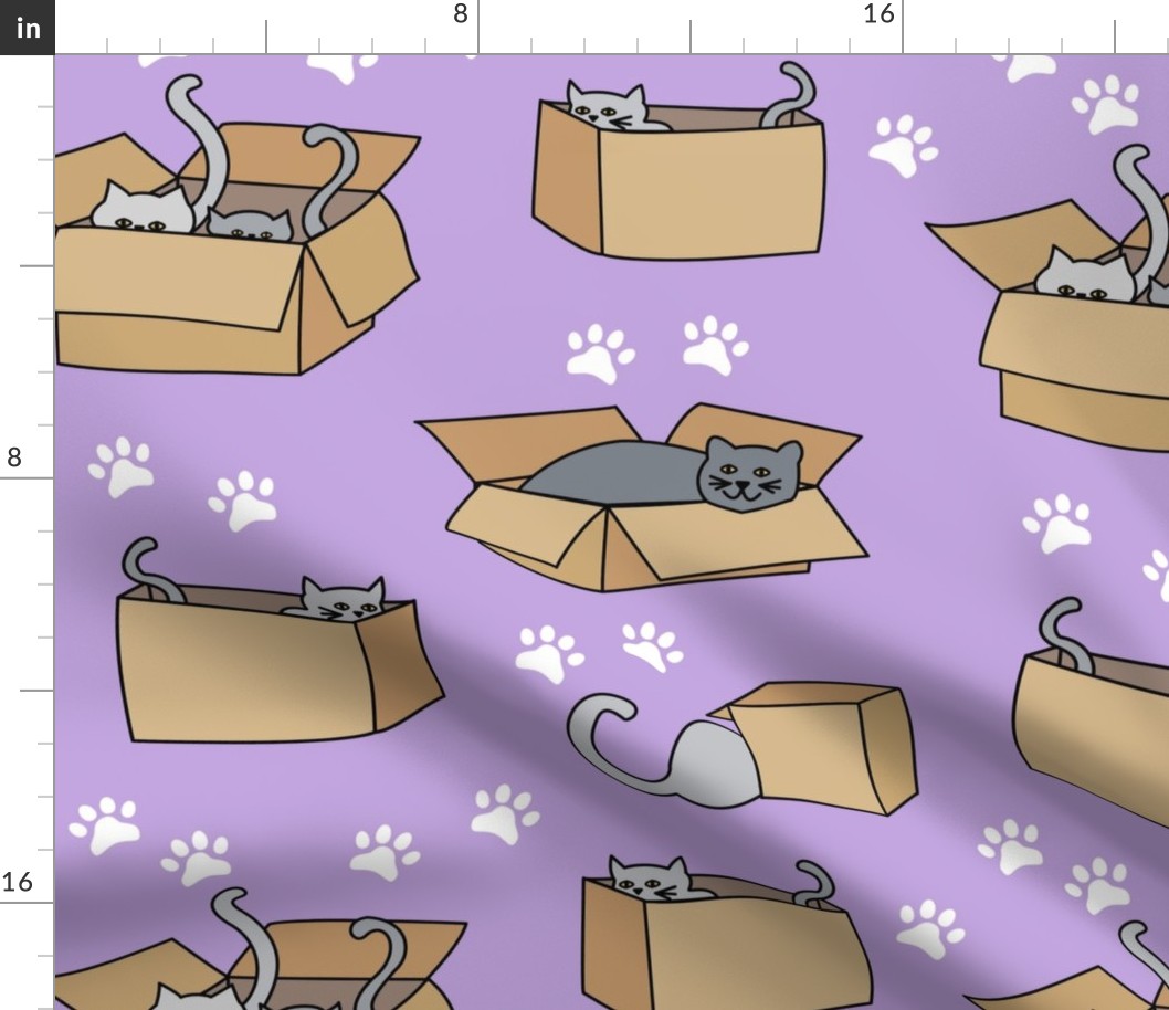 Cats in Cardboard Boxes Large Lavender