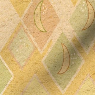 Textured  effect vintage patchwork harlequin  - Terracotta,   Sand