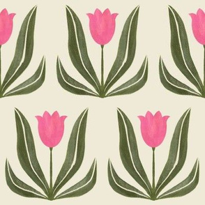 Pink Tulips on Cream