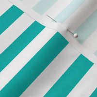 Horizontal Awning Stripe Pattern - Vivid Turquoise and White