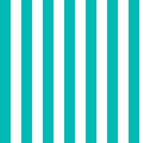 Vertical Awning Stripe Pattern - Vivid Turquoise and White