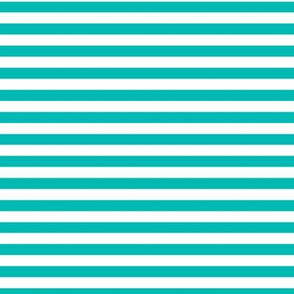 Horizontal Bengal Stripe Pattern - Vivid Turquoise and White