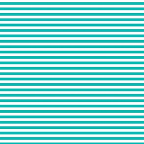 Small Horizontal Bengal Stripe Pattern - Vivid Turquoise and White
