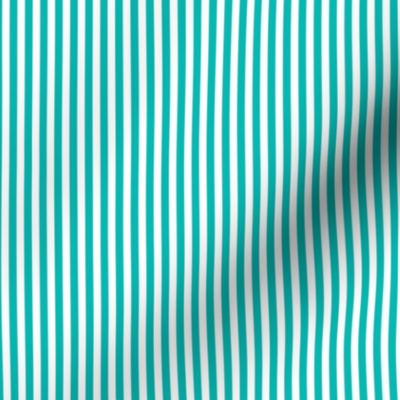 Small Vertical Bengal Stripe Pattern - Vivid Turquoise and White