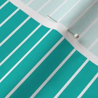 Horizontal Pin Stripe Pattern - Vivid Turquoise and White